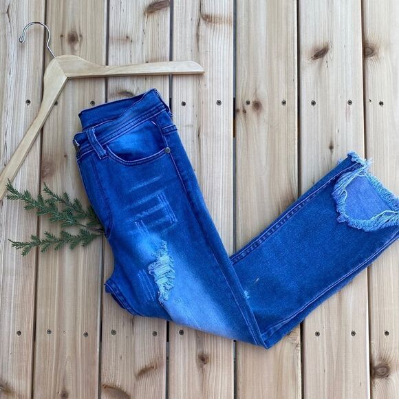 Big Bank  Distressed  Calf/Cropped  Jeans-Pants - Picture 1 of 13